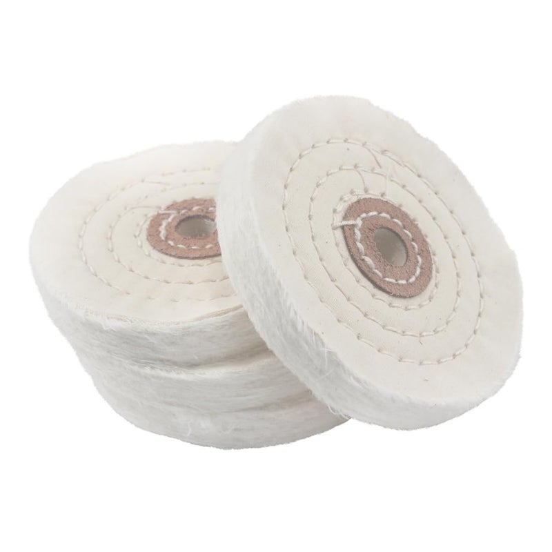 JUNLIXN 4'' Cotton Buffing Wheels, 4 Pcs 1/2'' Arbor Hole Abrasive Buffing Polishing Wheel for Jewelry, Jade, Aluminum. fits Bench Grinder, Die Grinder (White) - Image 1